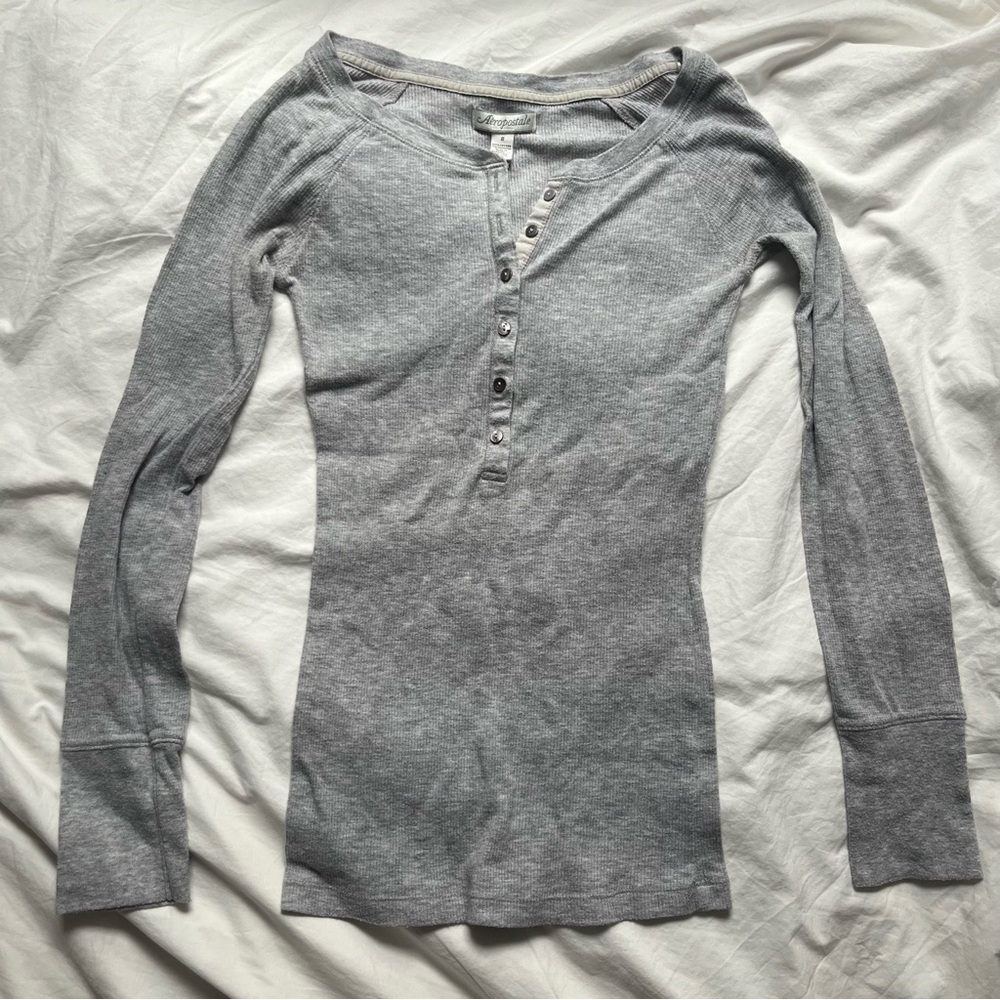 Aeropostale Vintage Y2K Button Down Long Sleeve Henley Shirt size Small